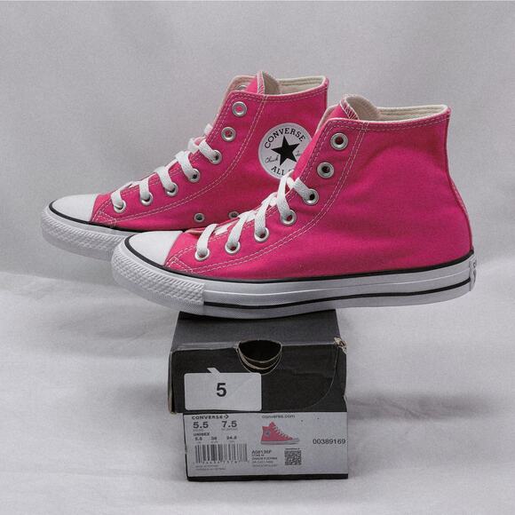 Converse Womens Chuck Taylor Hi Top Sneakers 7.5 Pink Y2K Athletic Preppy Shoes - Picture 1 of 10